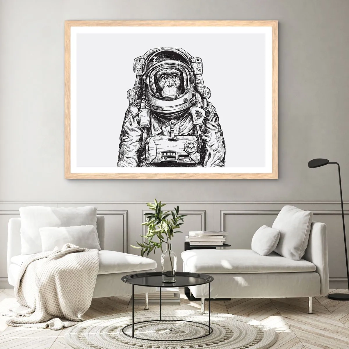 Plakat i ramme af lyst egetræ - Alternativ evolution - 70x50 cm