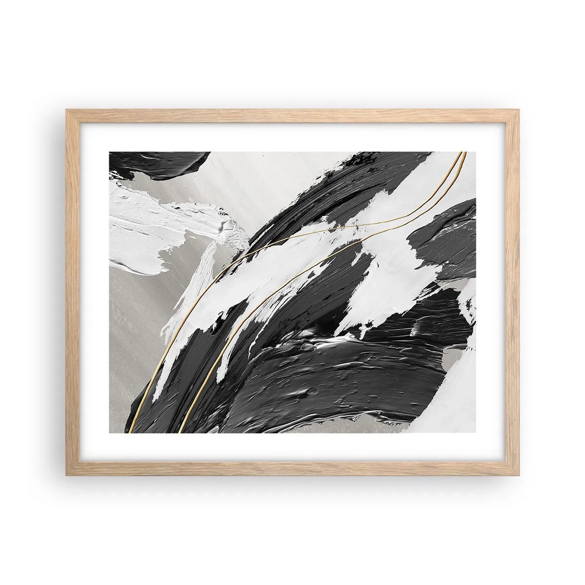 Plakat i ramme af lyst egetræ - Abstraktion med flair - 50x40 cm