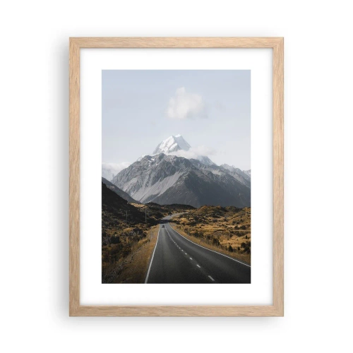 Plakat i ramme af lyst egetræ - Vejen til hjerte - 30x40 cm
