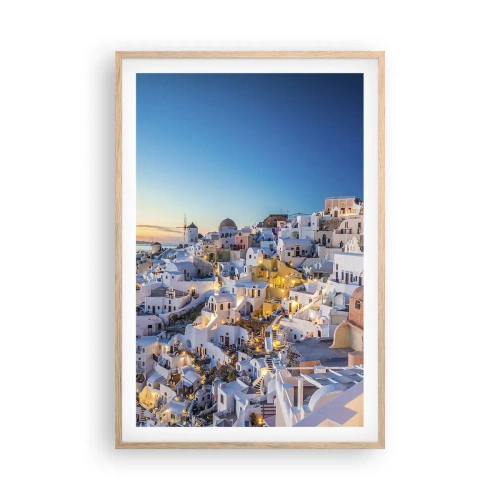 Plakat i ramme af lyst egetræ - Essensen af græskhed - 61x91 cm