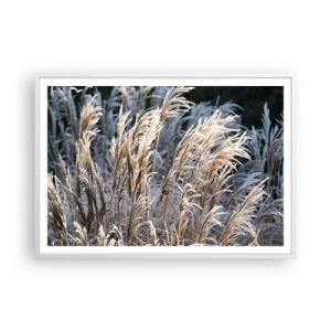 Plakat i hvid ramme - Pyntet med frost - 100x70 cm