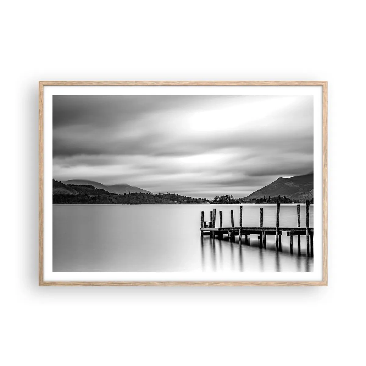 Plakat i ramme af lyst egetræ - Mildhed og styrke - 100x70 cm