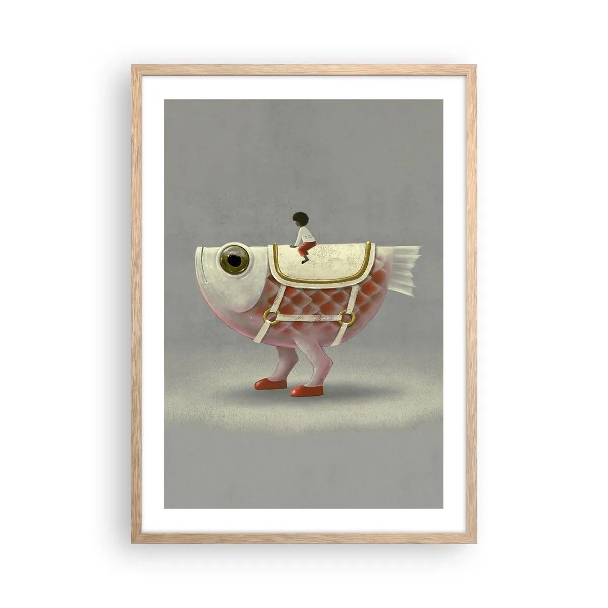Plakat i ramme af lyst egetræ - Rybonski rytter - 50x70 cm