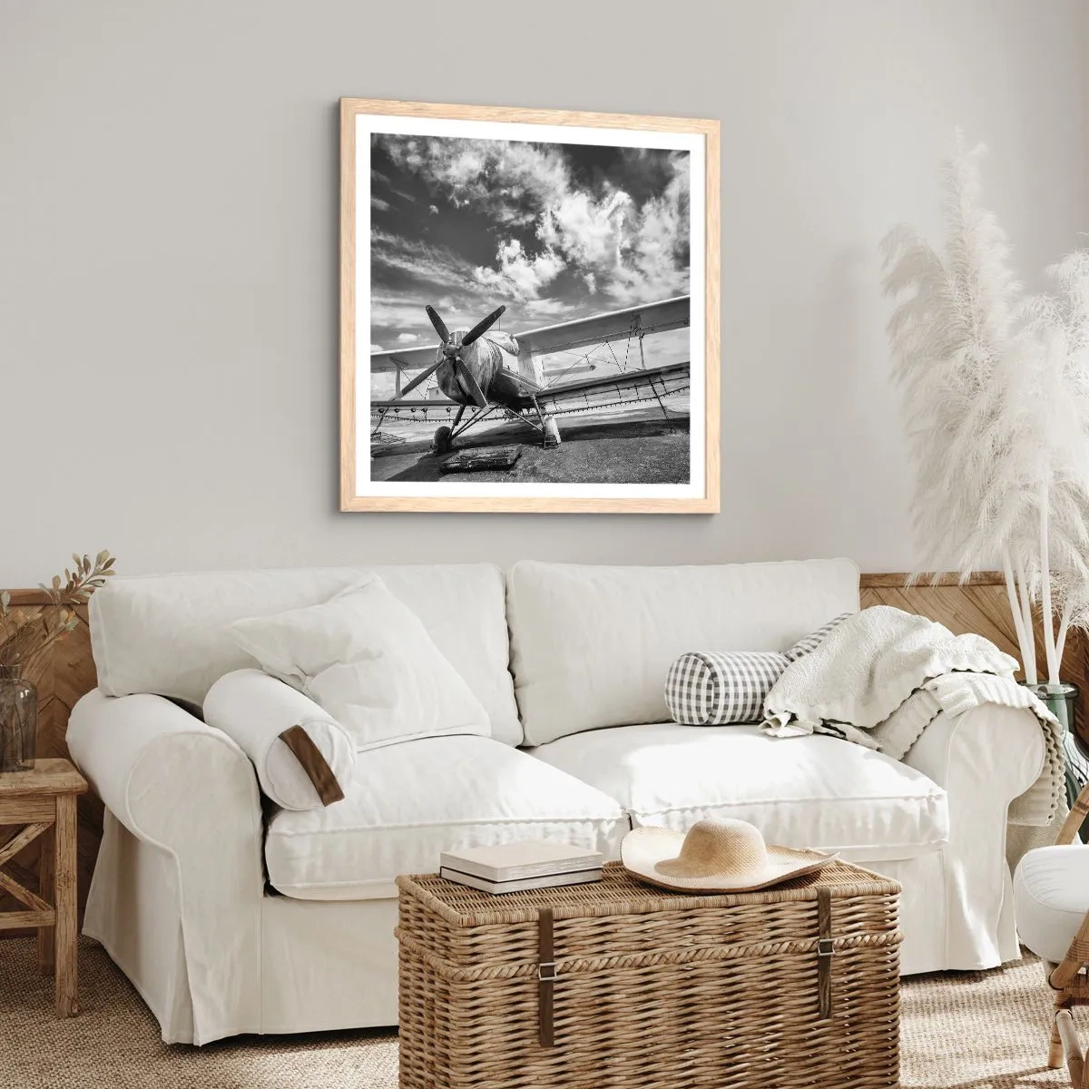 Plakat i ramme af lyst egetræ - Jeg kan ikke vente! - 50x50 cm