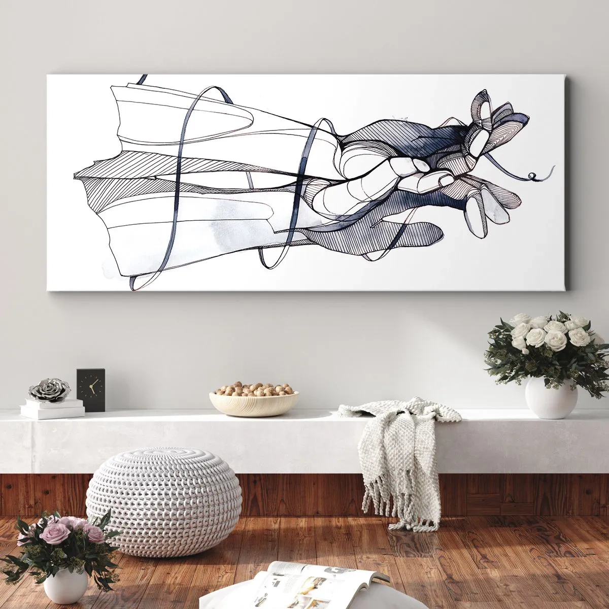 Lærredstryk - Billede på lærred - En undersøgelse af berøring - 100x40 cm