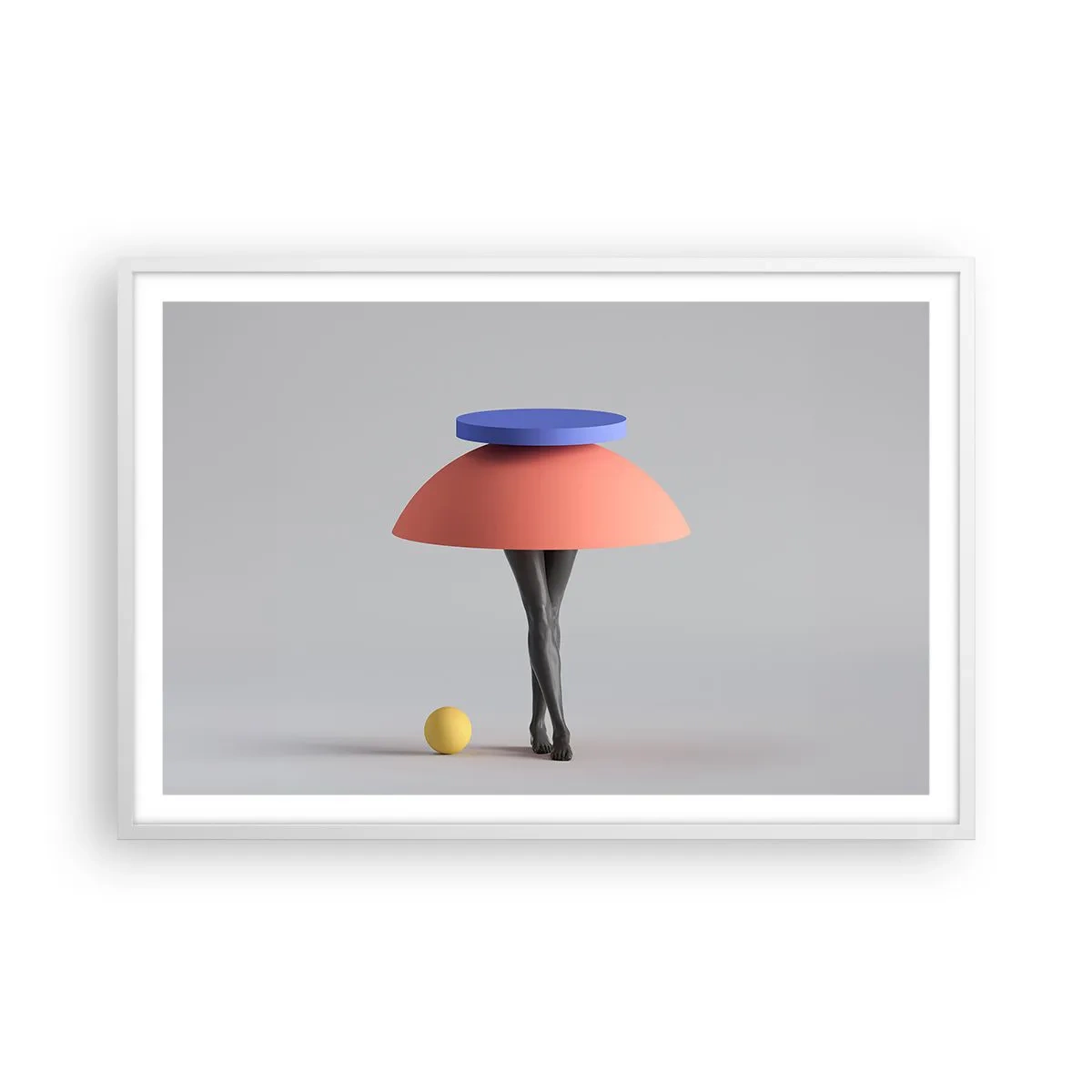 Plakat i hvid ramme - Surrealistisk komposition - 91x61 cm