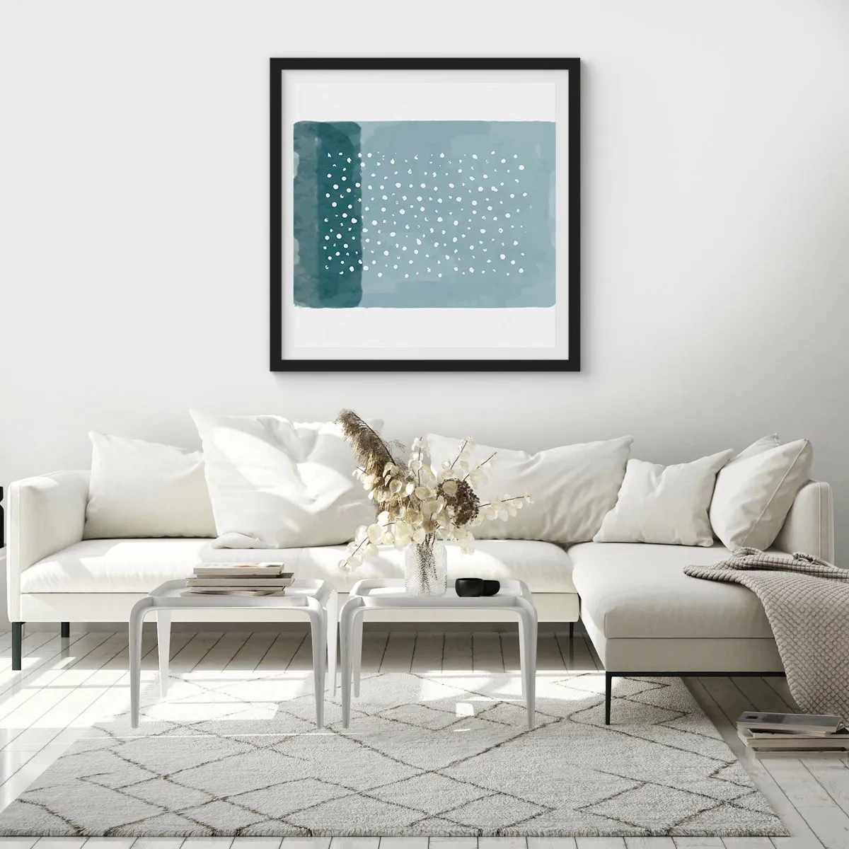 Plakat i sort ramme - Dyrket i blåt - 50x50 cm