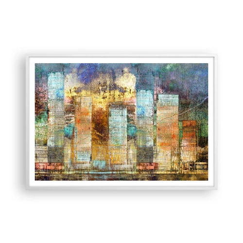Plakat i hvid ramme - Solrig metropol - 100x70 cm