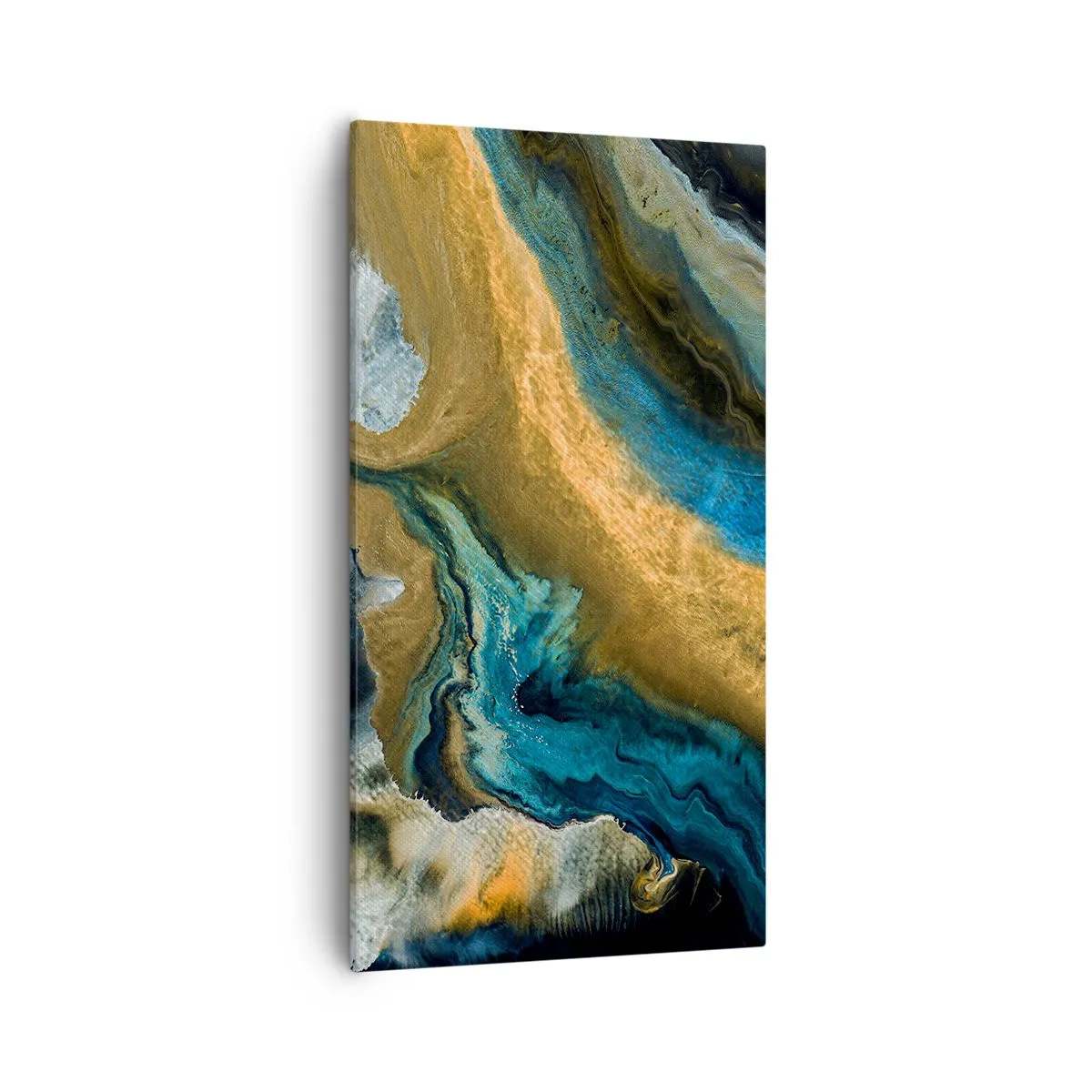 Lærredstryk - Billede på lærred - Blå - gul - gensidig indflydelse - 55x100 cm