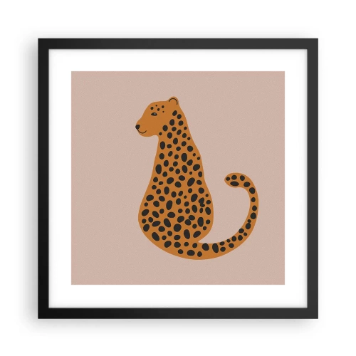 Plakat i sort ramme - Leopardprint er et moderigtigt mønster - 40x40 cm