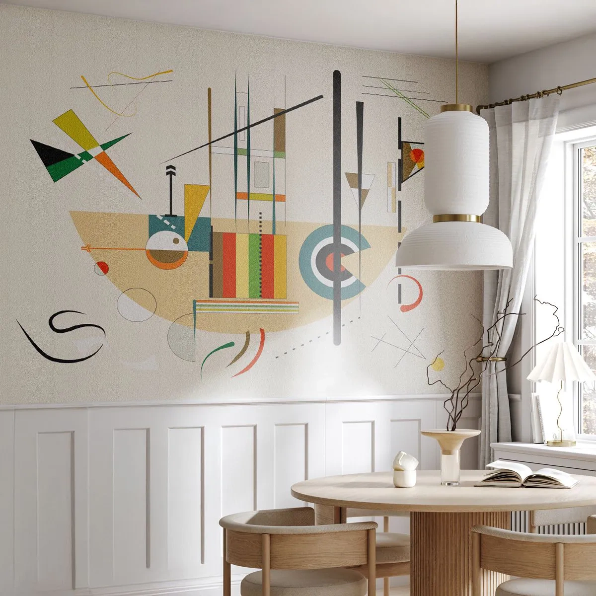 Fototapet på mål Standard Eco - Og verden griner - Abstraktion, Stykke, Former