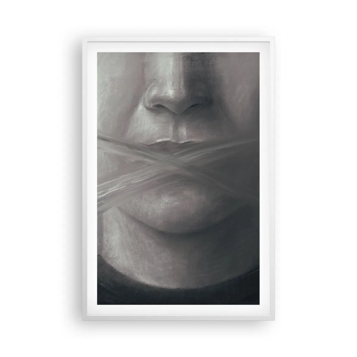 Plakat i hvid ramme - Ikke et ord - 61x91 cm