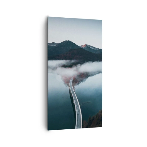 Lærredstryk - Billede på lærred - Over vand så glat som et spejl - 65x120 cm