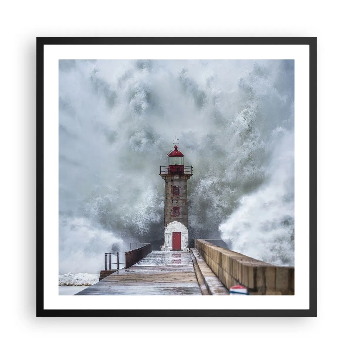 Plakat i sort ramme - Vandets brusen, vindens susen, lyden af vinden - 60x60 cm