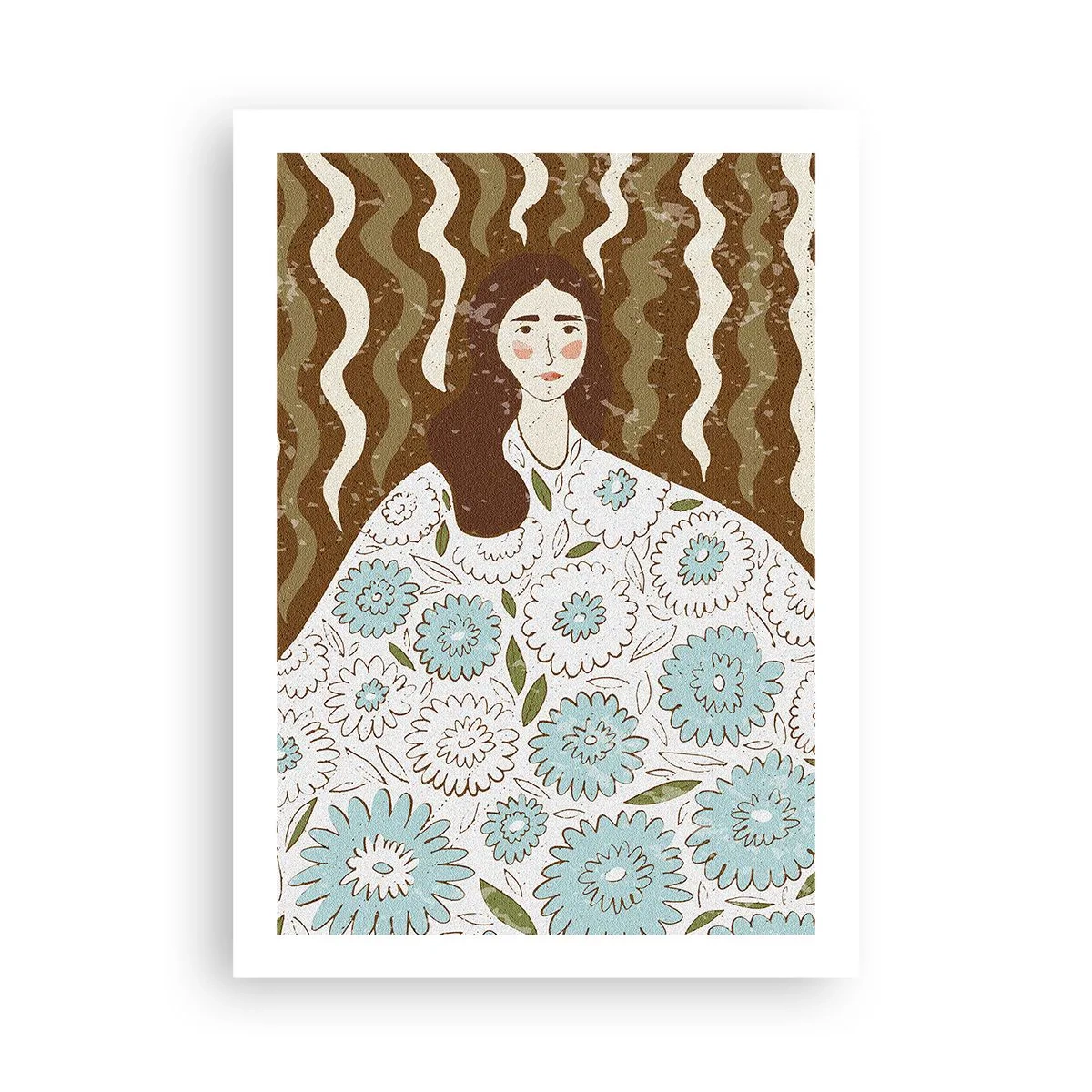 Plakat - Portræt i en blomstret kappe - 50x70 cm