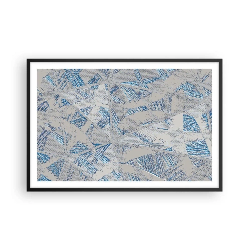 Plakat i sort ramme - I en gråblå labyrint - 91x61 cm