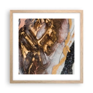 Plakat i ramme af lyst egetræ - Jord element - 40x40 cm