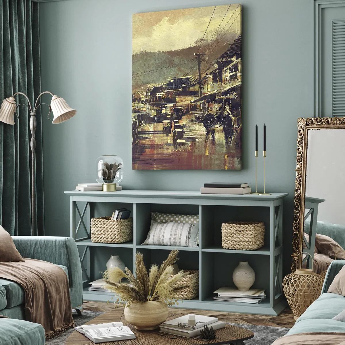 Lærredstryk - Billede på lærred - Livet som et væld af gråt - 65x120 cm