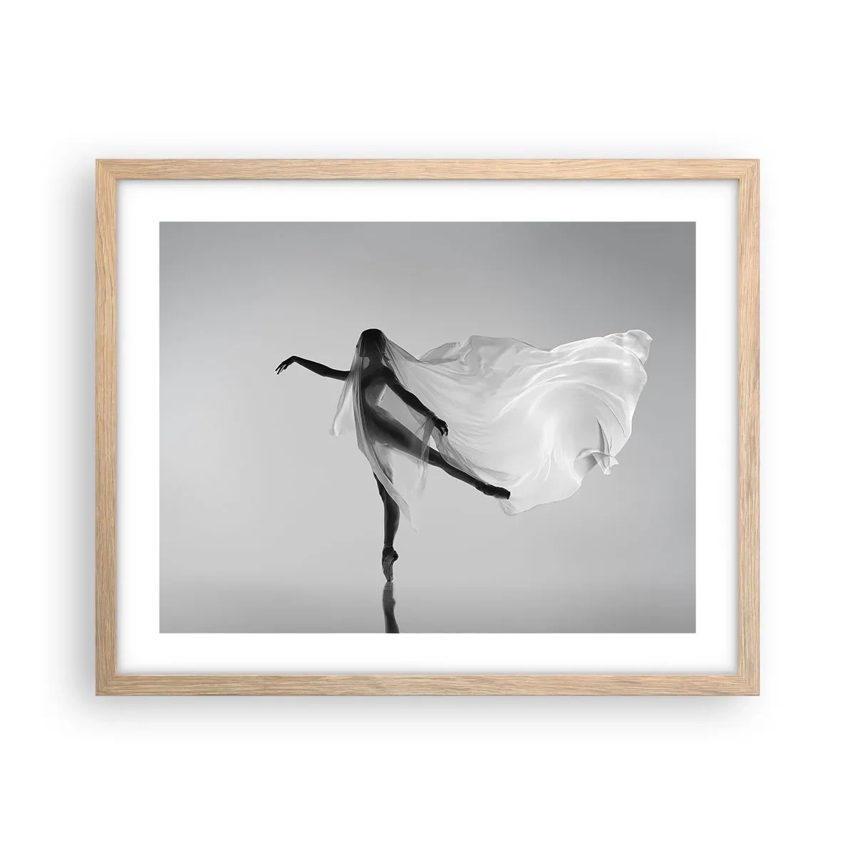 Plakat i ramme af lyst egetræ - Lethed og ynde - 50x40 cm