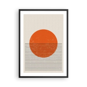 Plakat i sort ramme - En minimalistisk solnedgang i geometrisk form - 50x70cm - Altid solen - Moderne vægdekoration til stue og soveværelse ARTTOR