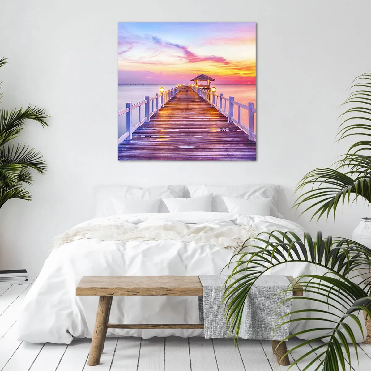 Lærredstryk - Billede på lærred - Lilagylden stilhed om aftenen - 50x50 cm