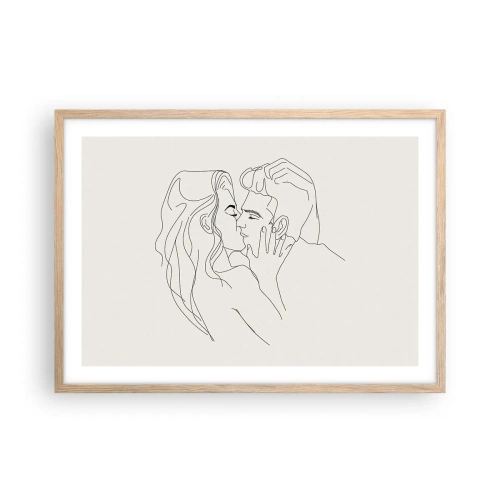 Plakat i ramme af lyst egetræ - Forviklet i følelser - 70x50 cm