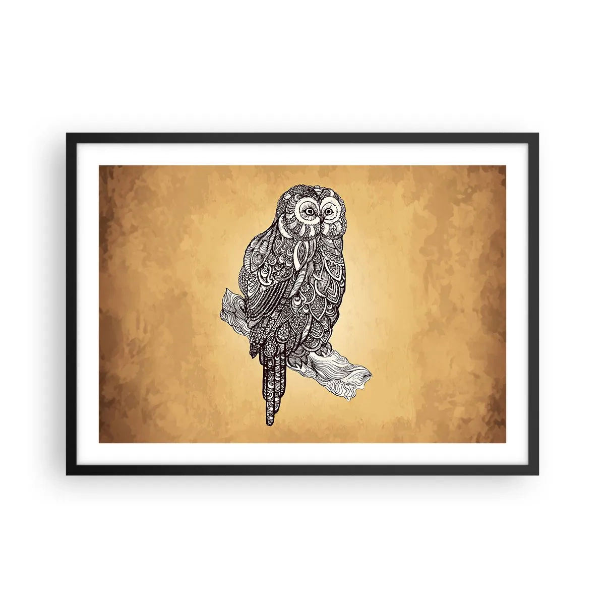 Plakat i sort ramme - Indviklede ornamenter af visdom - 70x50 cm