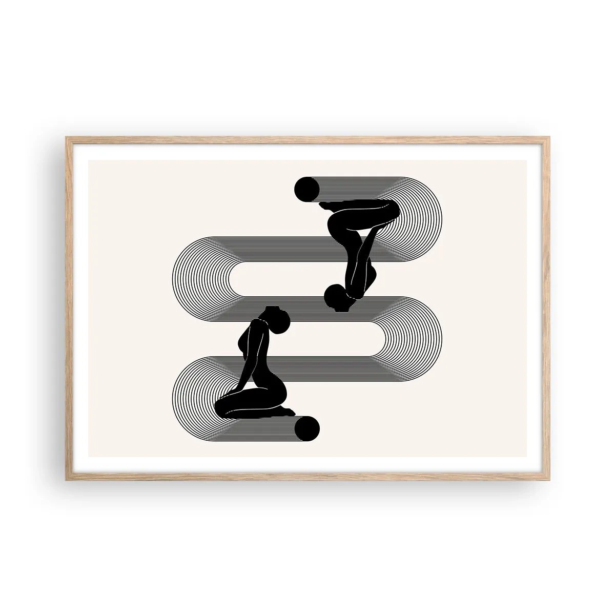 Plakat i ramme af lyst egetræ - Sensuel symmetri - 100x70 cm