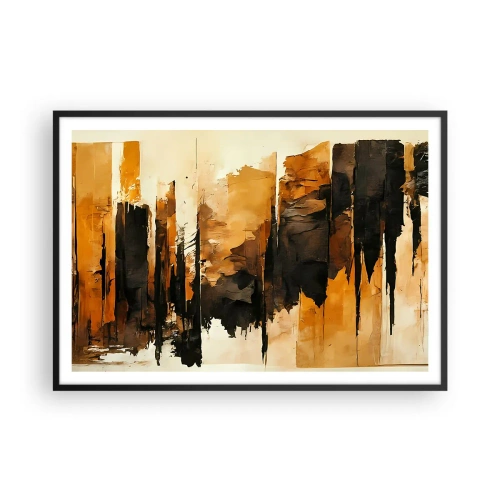 Plakat i sort ramme - Harmoni af sort og guld - 100x70 cm