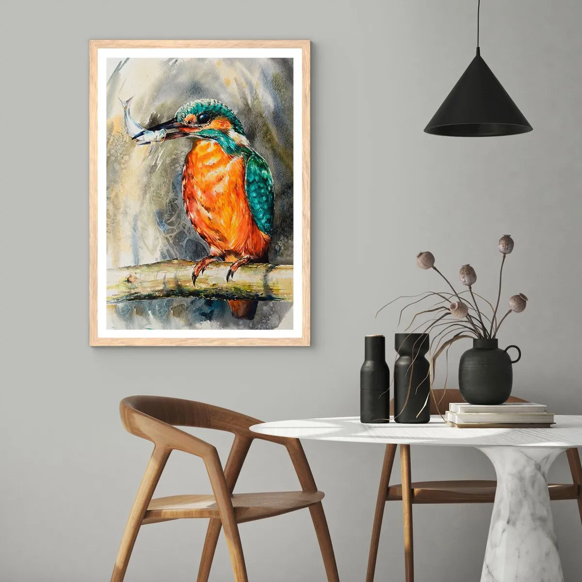 Plakat i ramme af lyst egetræ - Naturens lov - 50x70 cm