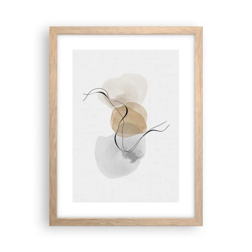 Plakat i ramme af lyst egetræ - Perler i luften - 30x40 cm