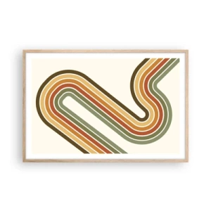 Plakat i ramme af lyst egetræ - Zigzag til destinationen - 91x61 cm