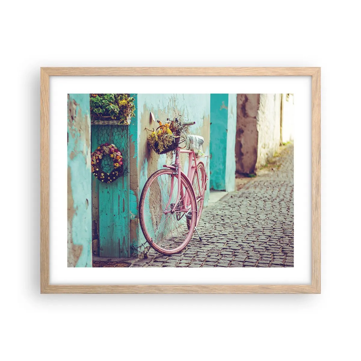 Plakat i ramme af lyst egetræ - Jeg vender tilbage om lidt - 50x40 cm
