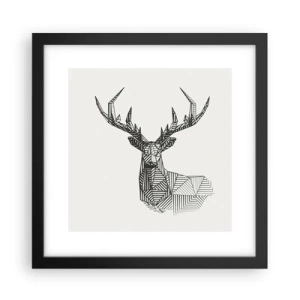Plakat i sort ramme - Hjorte i kubistisk stil - 30x30 cm