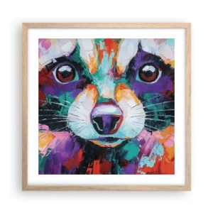 Plakat i ramme af lyst egetræ - Kun gode følelser - 50x50 cm