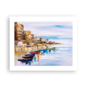 Plakat - Flerfarvet urban havn - 50x40 cm