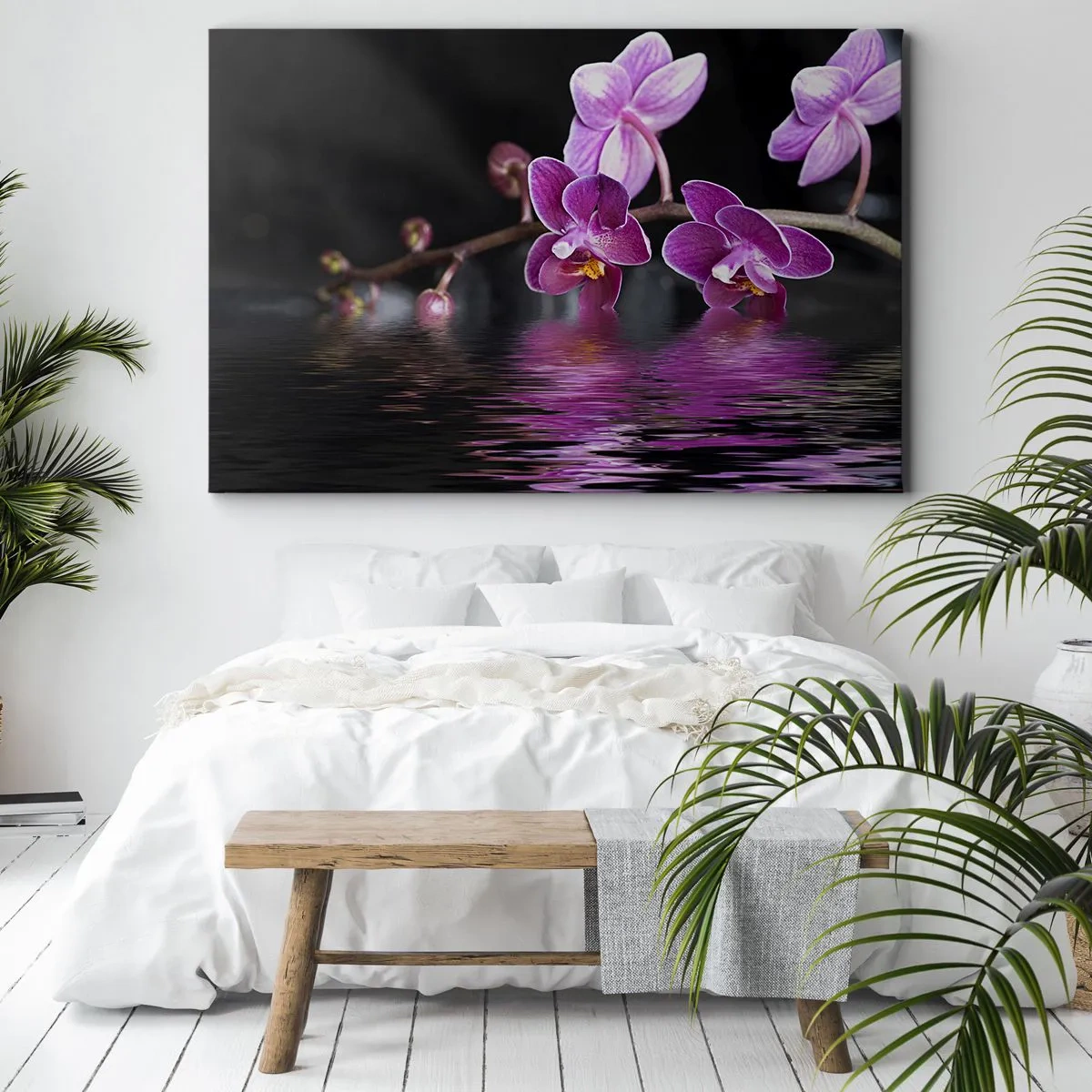 Lærredstryk - Billede på lærred - En lilla afspejling af skønhed - 120x80 cm
