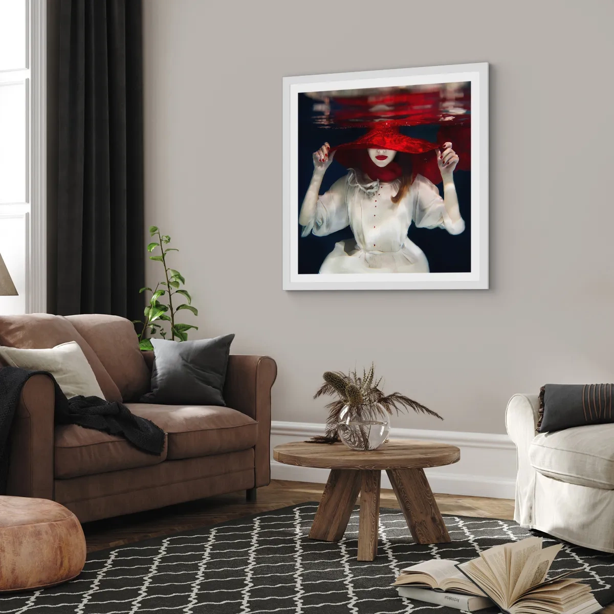 Plakat i hvid ramme - Vidunderkvinden - 30x30 cm