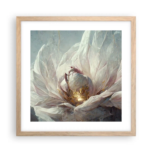 Plakat i ramme af lyst egetræ - Blomstrer en gang om hundrede år - 40x40 cm