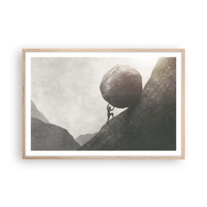 Plakat i ramme af lyst egetræ - Jeg tror mod al forventning - 91x61 cm