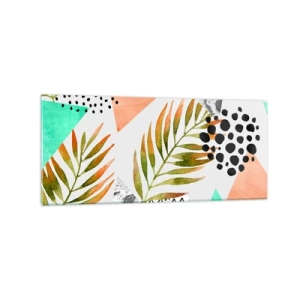 Billede på glas - Dekoration med palmeblade - 120x50 cm
