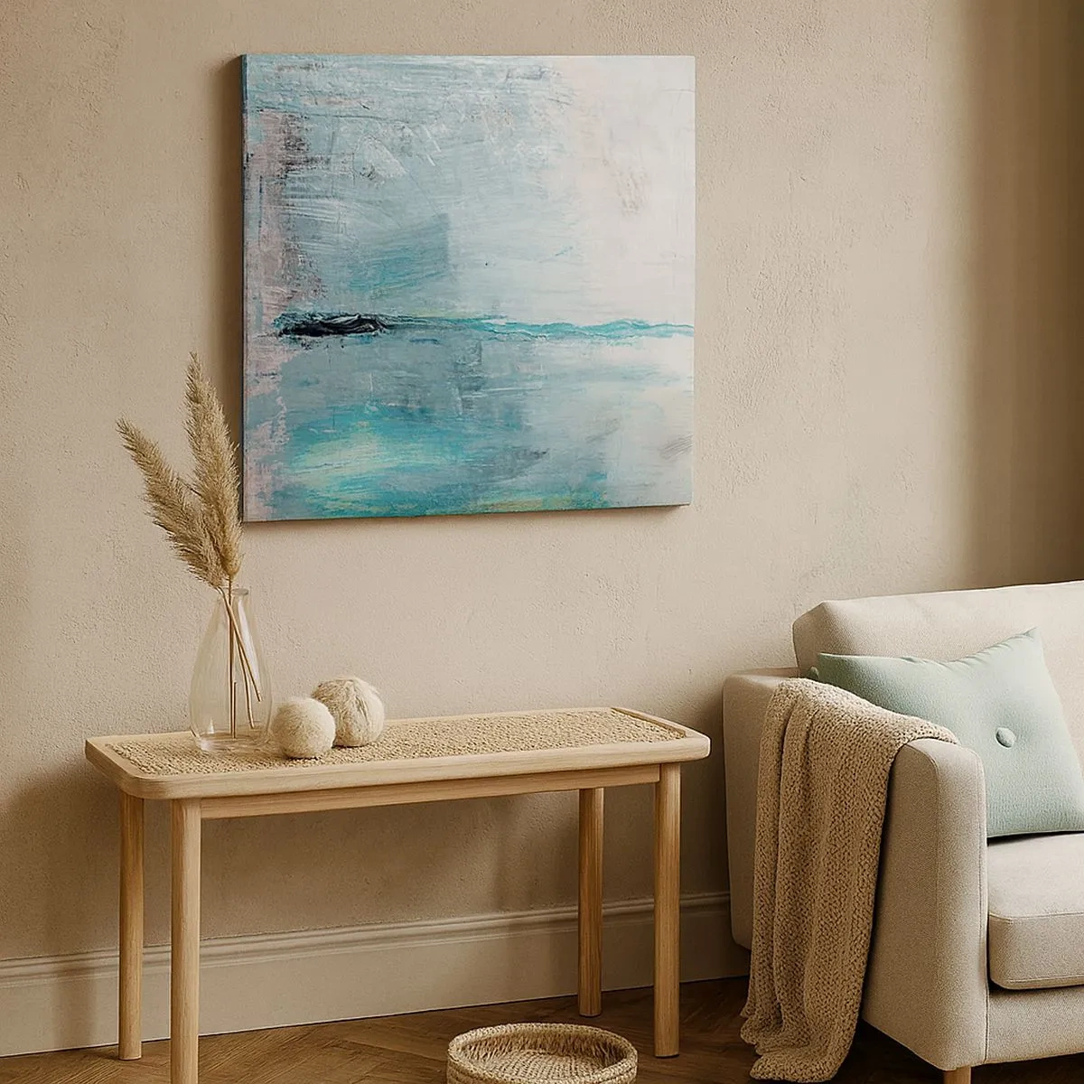 Lærredstryk - Billede på lærred - Horisontalt med blå farve - 30x30 cm