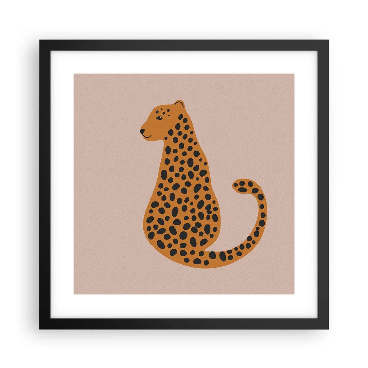 Plakat i sort ramme - Leopardprint er et moderigtigt mønster - 40x40 cm