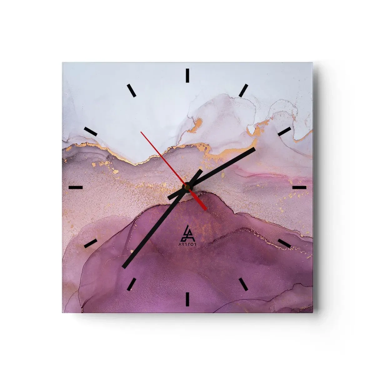 Vægur, Uret - Lilla og violette bølger - 40x40 cm