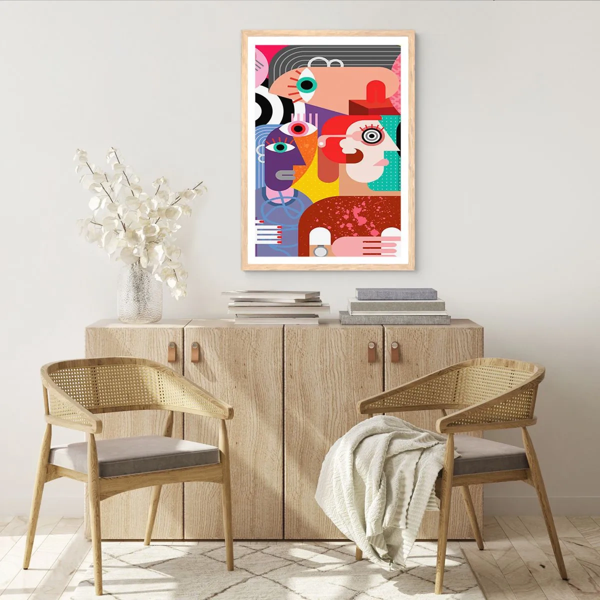 Plakat i ramme af lyst egetræ - Vi fra hr. Picasso - 50x70 cm