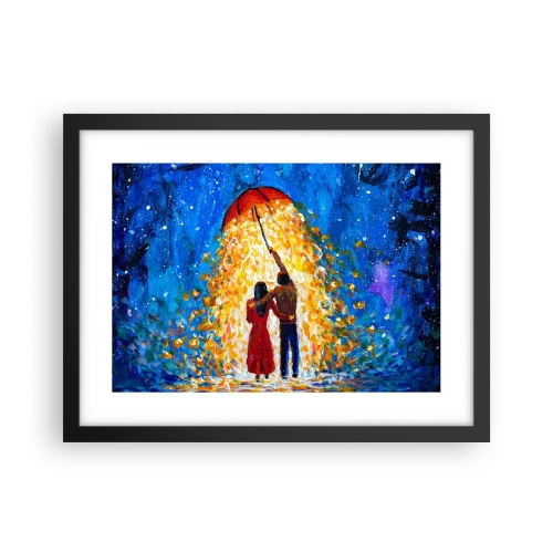 Plakat i sort ramme - Magien ved en regnfuld aften? - 40x30 cm