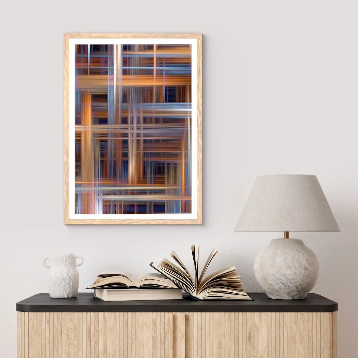 Plakat i ramme af lyst egetræ - Vævet af lys - 40x50 cm
