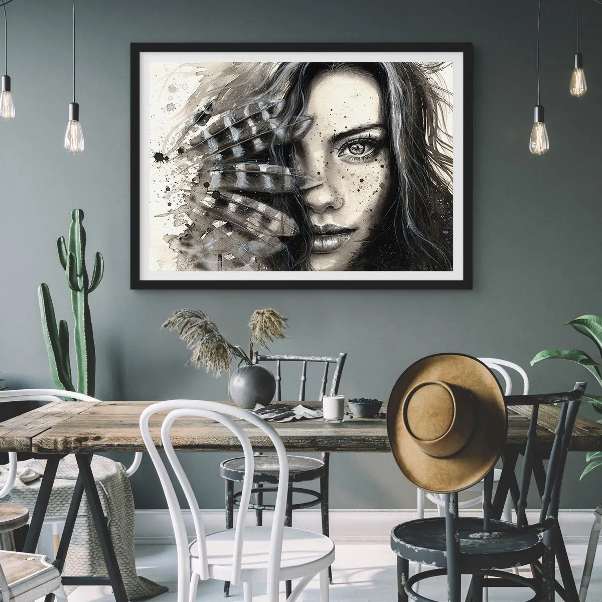 Plakat i sort ramme - Vild skønhed - 100x70 cm