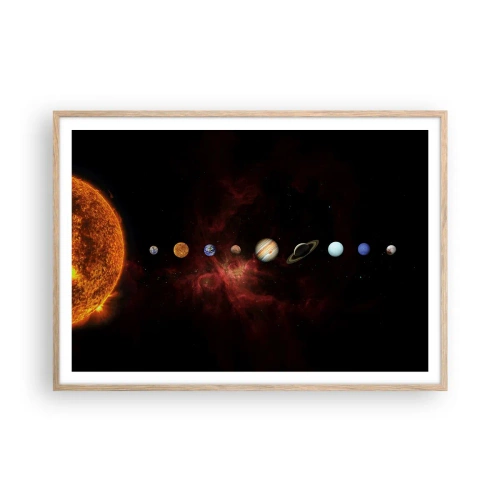 Plakat i ramme af lyst egetræ - Vores nabolag - 100x70 cm