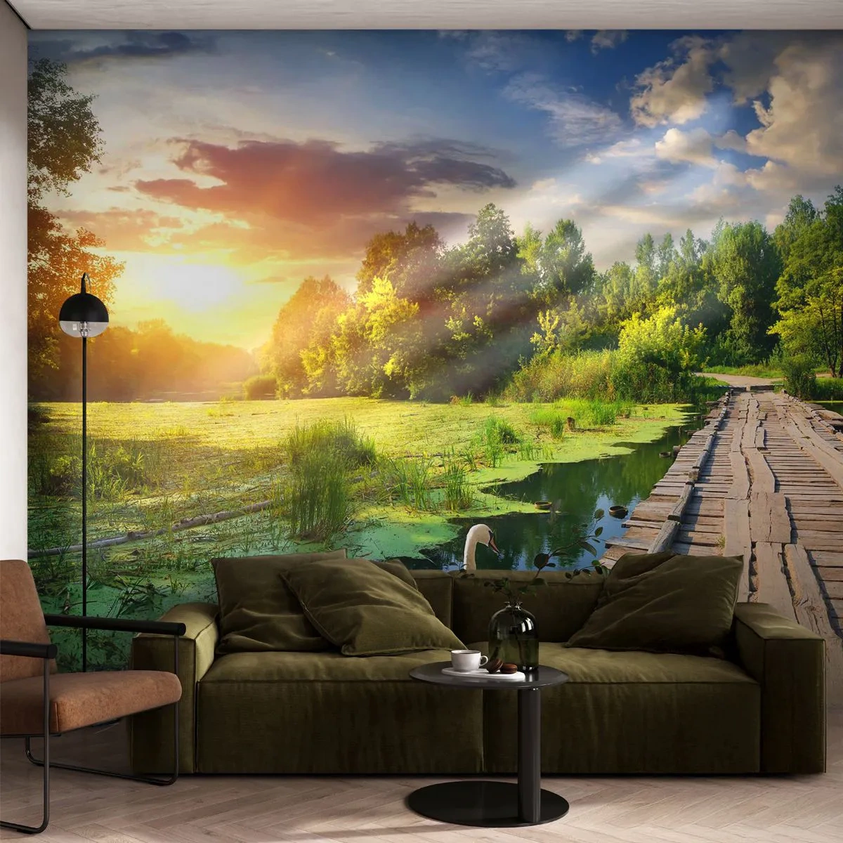 Fototapet Standard Eco - Sommer, sommer overalt - Landskab, Sø, Skov - 200x140 cm